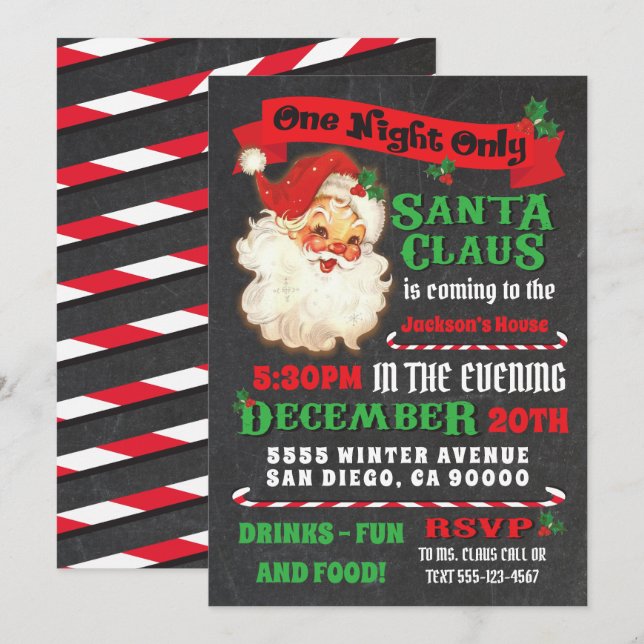 Santa Claus is coming to town Christmas Party Invitation (Front/Back)