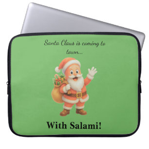 Santa Claus is coming to town.. With Salami!  Laptop Sleeve