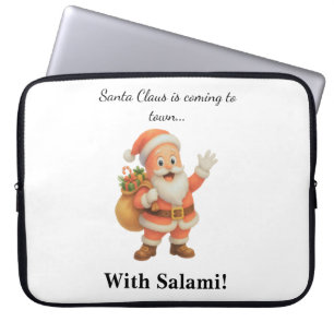Santa Claus is coming to town.. With Salami!  Laptop Sleeve