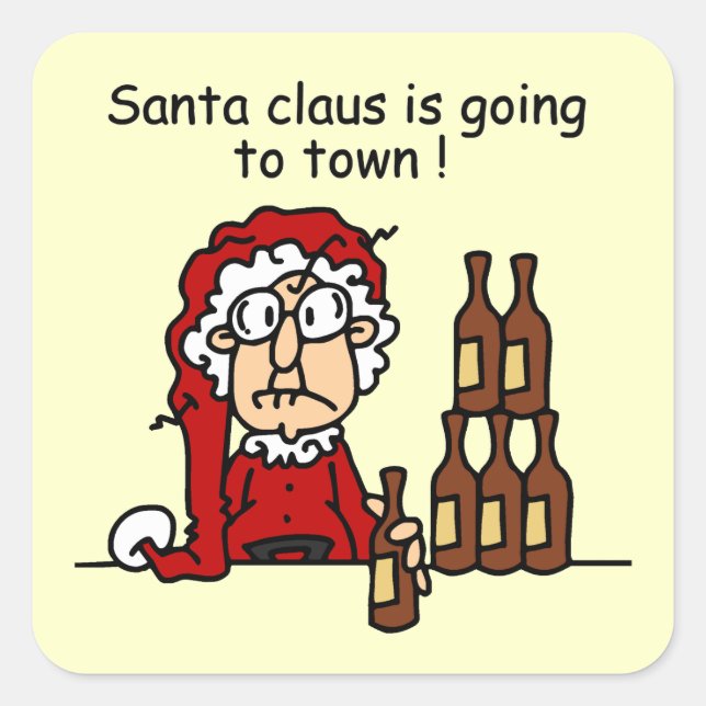 Santa Claus is Going to Town Square Sticker (Front)