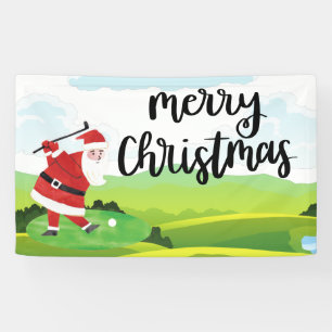 Santa Claus is golfing on Christmas Holiday     Banner