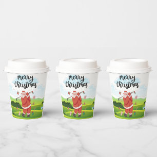 Santa Claus is golfing on Christmas Holiday   Paper Cups
