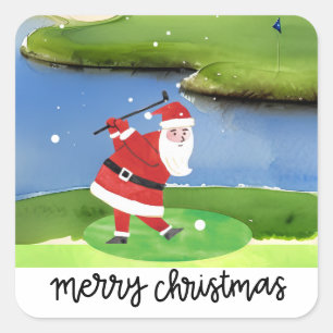 Santa Claus is golfing Square Sticker