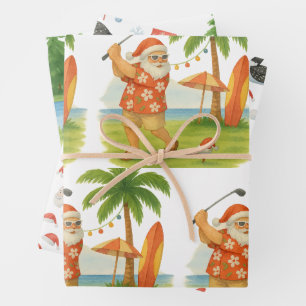 Santa Claus is golfing  Wrapping Paper Sheet