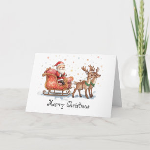 Santa Claus is on its way & whimsical Christmas Card