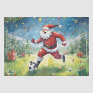Santa Claus is playing soccer in Christmas Field Tissue Paper
