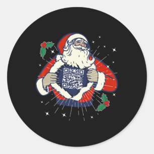 Santa Claus Is Trump Fan Code Qr Trump Dance Funny Classic Round Sticker