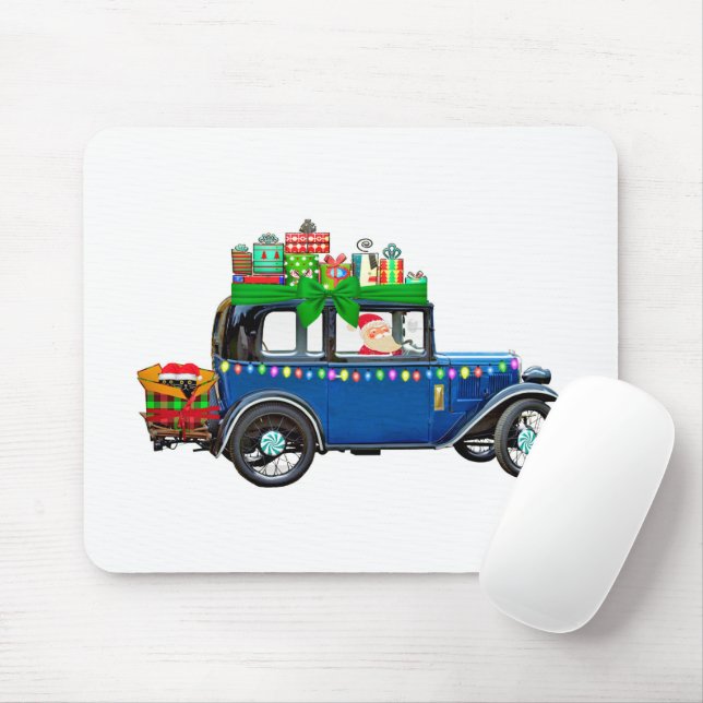Santa Claus Jalopy Mouse Pad (With Mouse)