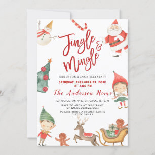 Santa Claus Jingel & Mingle Christmas Party  Invit Invitation