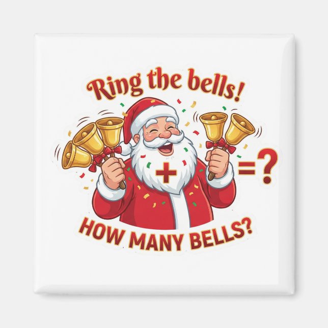 Santa Claus Jingle Bells Addition Math Game Magnet (Front)