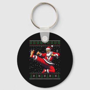 Santa Claus Karate Martial Arts Ugly Christmas Swe Key Ring