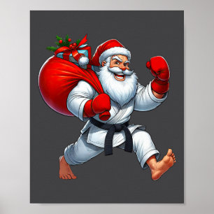 Santa Claus Karate Player Christmas Xmas  Poster