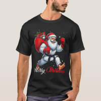 Santa Claus Karate Player Merry Christmas Snow Xma