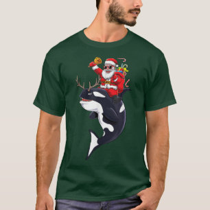Santa Claus Killer Whale Orca Cute Girls Womens An T-Shirt