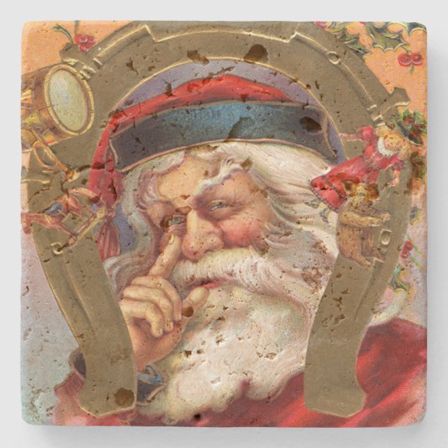 Santa Claus Knows Christmas Stone Coaster (Front)