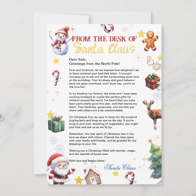 Santa Claus Letter Christmas Holiday Invitation (Front)