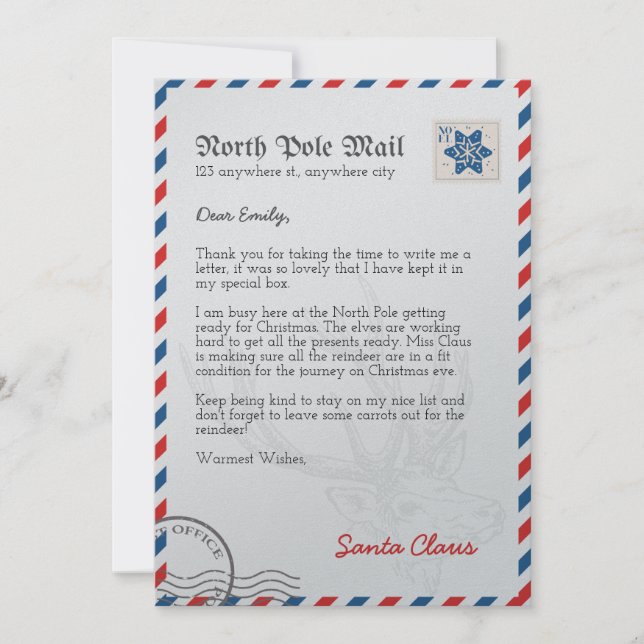 Santa Claus Letter from North Pole Personalised Card (Front)
