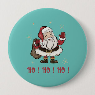 Santa Claus Light Teal Round Button
