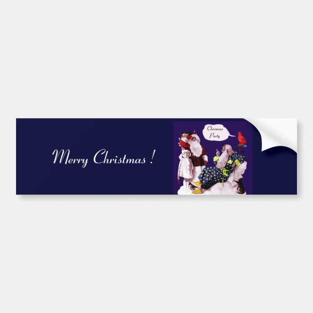 SANTA CLAUS ,LITTLE ANGEL & MERLIN Christmas Party Bumper Sticker (Front)