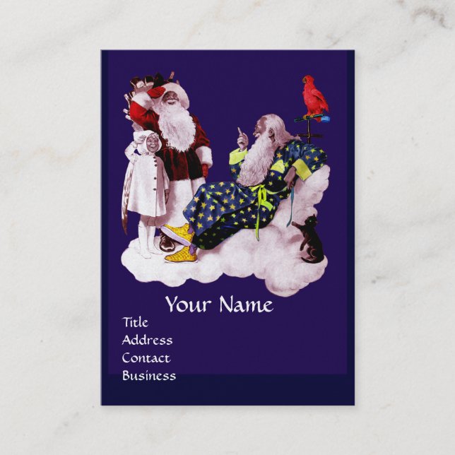 SANTA CLAUS ,LITTLE ANGEL & MERLIN Christmas Party Business Card (Front)