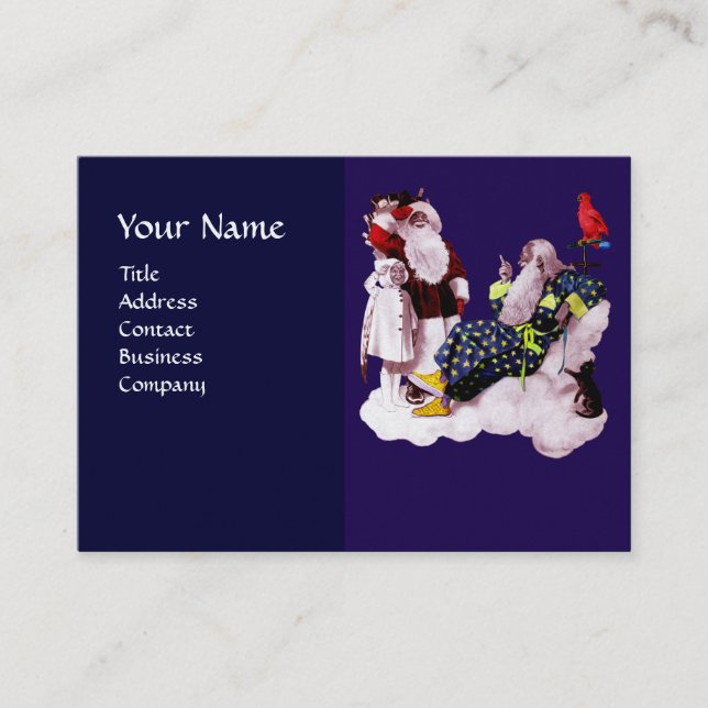 SANTA CLAUS ,LITTLE ANGEL & MERLIN Christmas Party Business Card (Front)