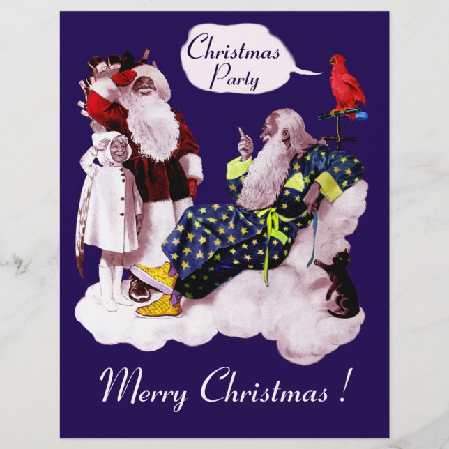 SANTA CLAUS ,LITTLE ANGEL & MERLIN Christmas Party Flyer (Front)