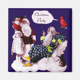 SANTA CLAUS ,LITTLE ANGEL & MERLIN Christmas Party Magnet