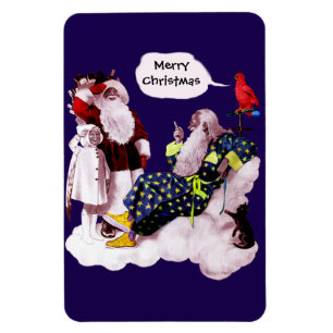 SANTA CLAUS, LITTLE ANGEL & MERLIN Christmas Party Magnet