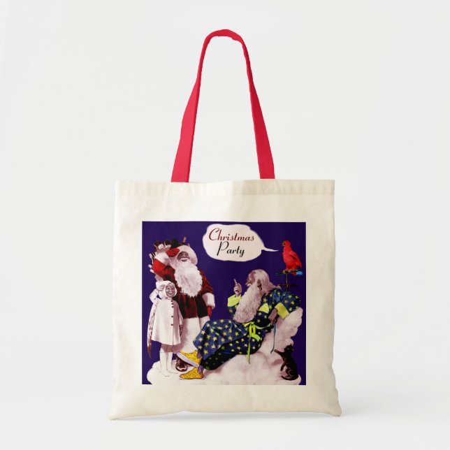 SANTA CLAUS ,LITTLE ANGEL & MERLIN Christmas Party Tote Bag (Front)