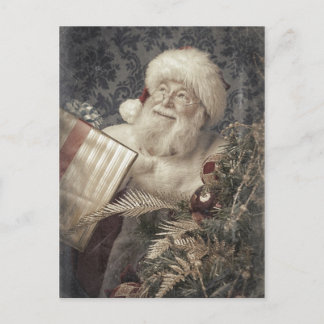 Santa Claus love gifts at Christmas Holiday Postcard