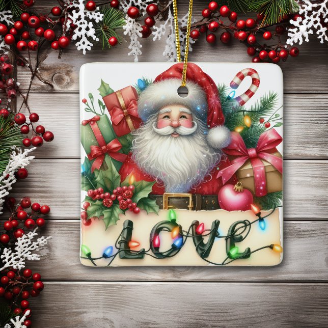 Santa Claus Love Lights Kids Ceramic Ornament (Creator Uploaded)