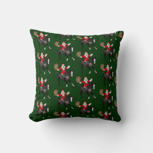 Santa Claus Loves Black Horses Cushion