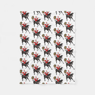 Santa Claus Loves Black Horses Fleece Blanket