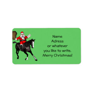 Santa Claus Loves Black Horses Label