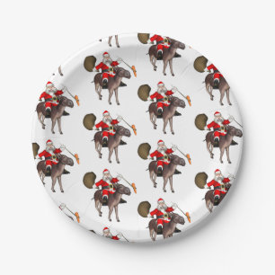 Santa Claus Loves Donkeys Paper Plate