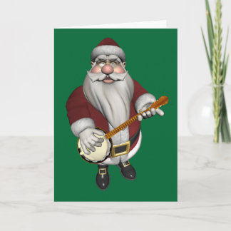 Santa Claus Loves His Banjo Holiday Card
