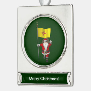Santa Claus Loves New Mexico Silver Plated Banner Ornament