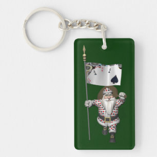 Santa Claus Loves Playing Poker Key Ring