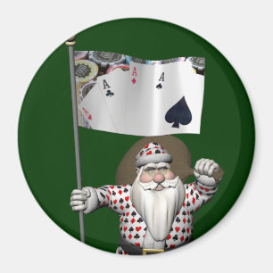 Santa Claus Loves Playing  Poker Magnet