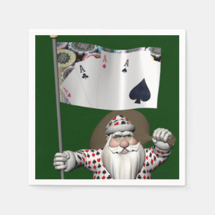 Santa Claus Loves Playing  Poker Napkin