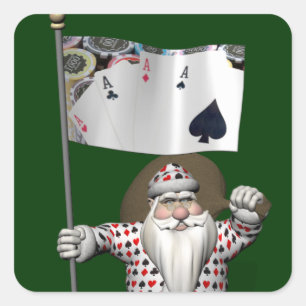 Santa Claus Loves Playing  Poker Sticker