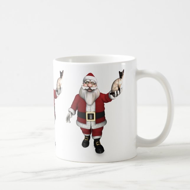Santa Claus Loves Siamese Cats Coffee Mug (Right)
