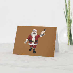 Santa Claus Loves Siamese Cats Holiday Card