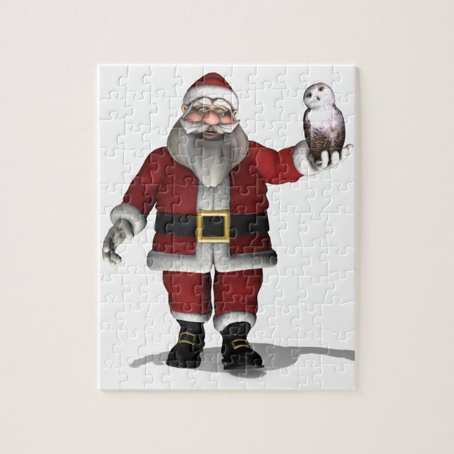Santa Claus Loves Snowy Owl Jigsaw Puzzle (Vertical)