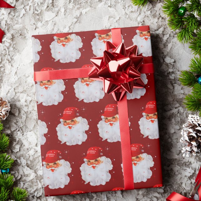 Santa Claus MAGA Hat | Santa Claus Christmas Gift Wrapping Paper (Creator Uploaded)