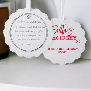 Santa Claus Magic Key Tag (add your own key) Tree Decoration Card