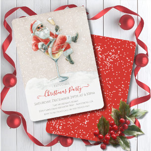 Santa Claus Martini Cocktail Christmas Party Invitation