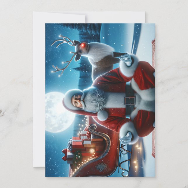 Santa Claus Meditating Before His Busy Journey Holiday Card (Front)
