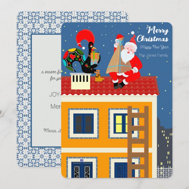 Santa Claus meets the Portuguese Rooster Card (Front/Back)