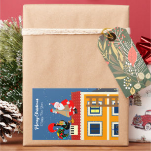 Santa Claus meets the Portuguese Rooster Rectangular Sticker